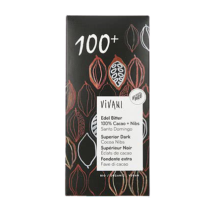 Vivani Super Dark 100% with Cacao Nibs 80g - Live Well