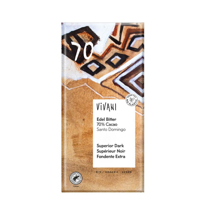 Vivani Superior Dark 70% cocoa Santo Domingo 100g - Live Well