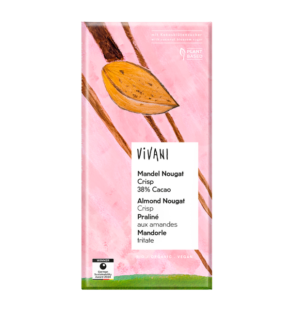 Vivani Almond Nougat Crisps 38% 80g - Live Well